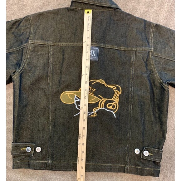 Bachi Exchange B/X Denim Jacket Womens 12 Embroidered Hip Hop Y2K Button Up - Picture 7 of 9